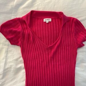 Superdown pink knit collared dress